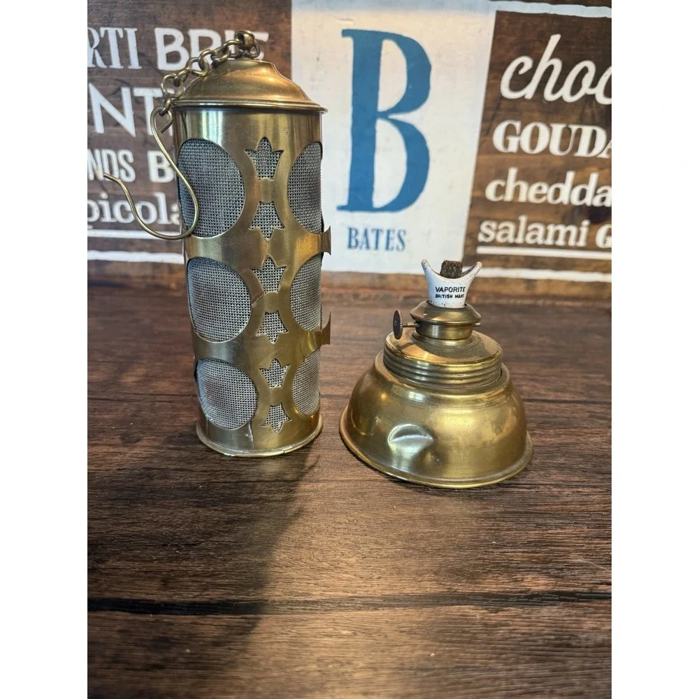 Vintage Brass Kerosene Lantern Hanging‎ Mesh Patio Lamp Sherwoods Ltd